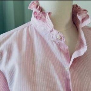 Re-Worked PINK RALPH LAUREN OXFORD (Cropped With A Ruffle Collar)